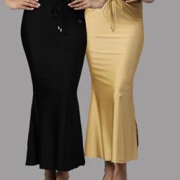 TWIN BIRDS Black & Golden Plain Saree Shapewear - Pack Of 2-image-89
