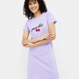 Ginger by Lifestyle Lavender Cotton Graphic Print Night Dress-image-48