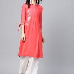 W Women Pink Solid A-Line Kurta-picture-18