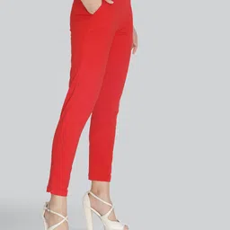 LYRA Women Red Smart Trousers image 5