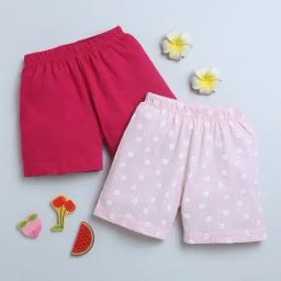 Bumzee Kids Pink Floral Print Shorts (Pack Of 2)-image-17