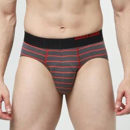 Jack & Jones Grey Regular Fit Striped Briefs-image-34