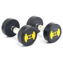 RUBX Rubber Coated Professional Round Fixed Dumbbells, (Yellow, 15 Kg x 2pc (Total = 30 kg)) Black-image-31