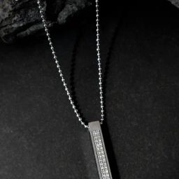 VOJ Silver Plated Rectangular Shaped AD Stone Studded Pendent Chain-10