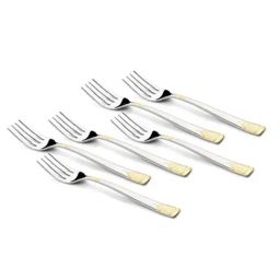 FnS August Silver & Gold Stainless Steel Dinner Fork - Set of 6-4