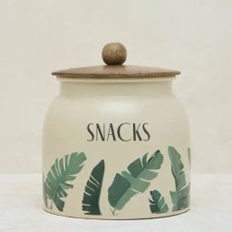 Westside Home Ivory Leaf Printed Snacks Jar-25