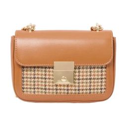 Forever New Tan & Houndstooth Chantel Woven Medium Crossbody Bag-72
