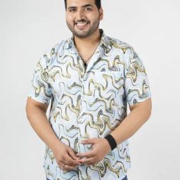 LASTINCH Blue Viscose Regular Fit Graphic Casual Shirt-image-75