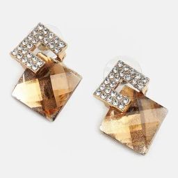 Sohi Gold Plated Party Designer Stone Drop Earrings-image-31