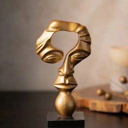 S. G. Home Golden Face Abstract Accent Art Piece-image-46