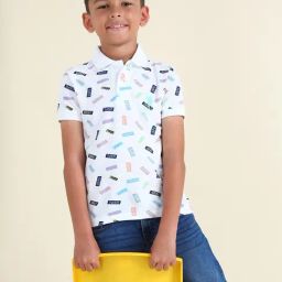 U.S. Polo Assn. Boys White Cotton Printed Polo T-Shirt-image-80