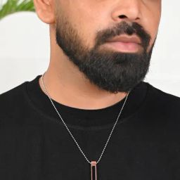 VOJ Silver Plated Rectangular Shaped Pendent Chain image 2