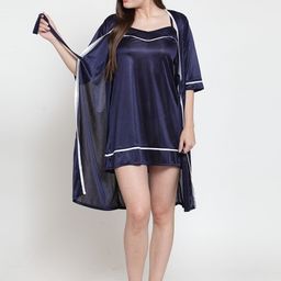 Claura Navy Blue Solid Nightdress ST-53-image-37