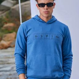 Campus Sutra Blue Cotton Regular Fit Printed Hooded Sweatshirt-image-43