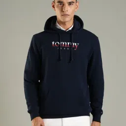 Tommy Hilfiger Navy Cotton Regular Fit Logo Printed Hooded Sweatshirt-picture-13