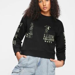 Bewakoof Black Graphic Print Sweatshirt-image-70
