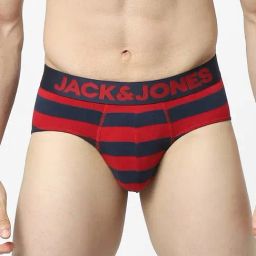 Jack & Jones Red & Black Regular Fit Striped Briefs-image-87