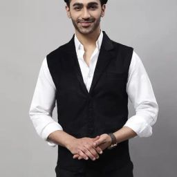 Even Black Regular Fit Waistcoat-image-25