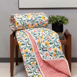 Urban Space AC Multicolor Microfibre 300 GSM 3 Layer Reversible Single Blanket-11