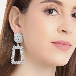 YouBella Crystal Handmade Celebrity Inspired Pearl Long Silver Silver Dangler Earrings for Women-33