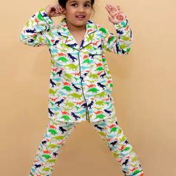 Biglilpeople Unisex White Printed Full Sleeves Shirt with Pants-image-84