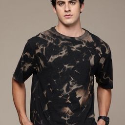 Moda Rapido Washed Effect Tie & Dyed Drop-Shoulder Sleeves Oversized Fit T-shirt-picture-13