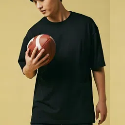 SMAN Round Neck Drop-Shoulder Sleeves Oversized Cotton T-shirt-image-74