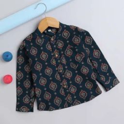 The Magic Wand Kids Teal Blue Cotton Printed Full Sleeves Shirt-picture-13