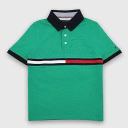 TOMMY HILFIGER Boys Green Cotton Logo Polo T-Shirt-image-68