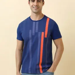 Allen Solly Blue Cotton Regular Fit Printed T-Shirt-image-43