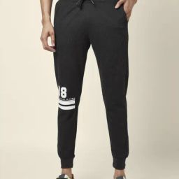 People by Pantaloons Charcoal Melange Slim Fit Printed Joggers-image-19