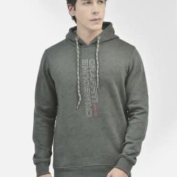 Crimsoune Club Olive Regular Fit Printed Hooded Sweatshirt-image-92