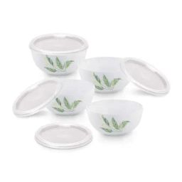 Larah by Borosil White Glass Bowl with Lid - Set of 2-image-44