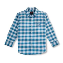 Palm Tree Kids Blue Checks Full Sleeves Shirt-image-84