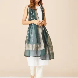 Fabindia Blue Woven Pattern Stole-picture-41