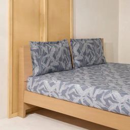 Westside Home Dusty Blue Printed King Bed Flat Sheet and Pillowcase Set-image-31