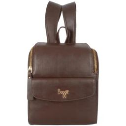 Baggit Linger Baniyas Brown PU Solid Backpack-22
