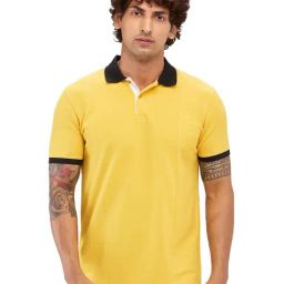 Park Avenue Yellow Slim Fit Polo T-Shirt-image-68