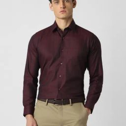 Van Heusen Maroon Cotton Regular Fit Shirt-image-10