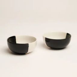 BlackCarrot Solid Black & White Ceramic Small Bowls(Katoris) - Set of 2-image-55
