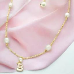 Sri Jagdamba Pearls Fancy B Alphabetic Pearl Chain Pendant for Women-image-50