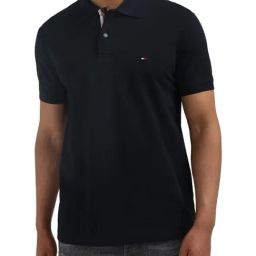 Tommy Hilfiger Navy Blue Cotton Solid Men Regular Fit Polo T-Shirt-picture-2