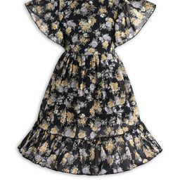 Girls Floral Print Flutter Sleeve Fit and Flare Frock Dress-18