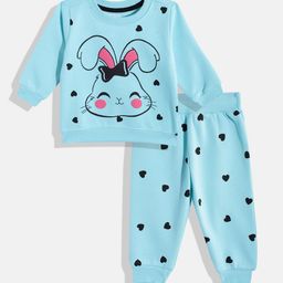 White Snow Girls Graphic Printed Sweatshirt with Joggers-image-44