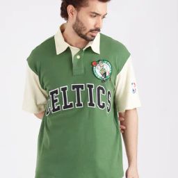 Shop The Arena Green Boston Celtics Typography Oversized Polo T-Shirt-image-40