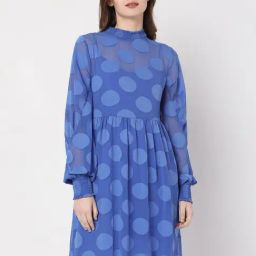 Vero Moda Blue Polka Dots A-Line Dress-image-25