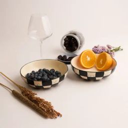BlackCarrot Hand Painted Black & White Ceramic Snack Bowls - Set of 2-19