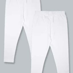 Kiddopanti Girls White Regular Fit Leggings - Pack of 2-image-84