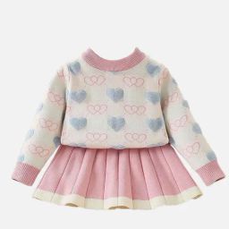 Little Surprise Box Girls Pink & White Embroidery Full Sleeves Clothing Sets-image-98