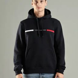 Tommy Hilfiger Navy Cotton Regular Fit Logo Printed Pullover-image-58